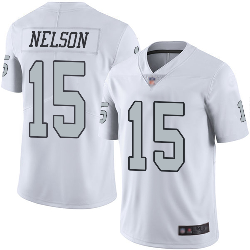 Men Oakland Raiders Limited White J  J  Nelson Jersey NFL Football #15 Rush Vapor Untouchable Jersey